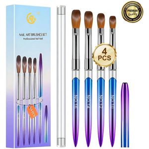 GUAPÀ® Acryl Penselen 4 delige set | 4 Pcs Nail Brushes | Nagel Penselen | Nail Art penselen | Nail Brush | Nepnagels | Acrylic Nails | Acrylic Brush Nr 10, Nr 12, Nr 14, Nr 16 | Acryl Liquid | Acryl Poeder | 4 Pcs Penselen Acrylic Nail Brushes