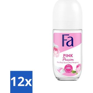 Fa - Pink Passion - Deodorant Roller - Roze Roos - 50 ml - Voordeelverpakking - 12 stuks