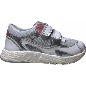 Naturino velcro sportieve lederen/mesh sneakers Bench wit/zilver mt 30