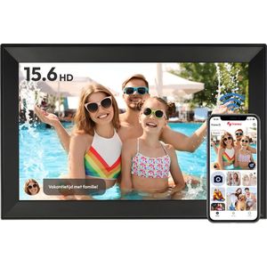 Digitale fotolijst met WiFi en Frameo App - 15.6 inch HD+ IPS Display - Fotokader met Touchscreen - 32GB - Zwart - frameo digitale fotolijst - digitale fotokader - digitaal fotolijstje