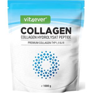 Halal Collageen Poeder 1000 g - 100% Bioactief Collageenhydrolysaat Peptiden - Collageen Type 1, 2 & 3 - Neutrale smaak - Geen additieven - Vit4ever