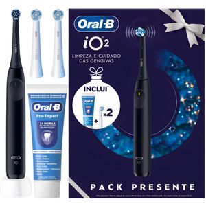 Oral-B iO Series 2 – Magnetische Tandenborstel – Night Black – 3 Poetsstanden – Druksensor – Set met Tandpasta en 3 Opzetborstels