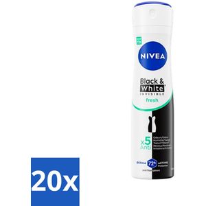 NIVEA - Deodorant Spray - Onzichtbaar Fris Voor Zwart & Wit - Anti-Transpirant - 150 ml - Bulkverpakking - 20 stuks