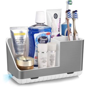Toothbrush Holders for Bathroom Countertop Organizer with Drainage (Brushed Silver)