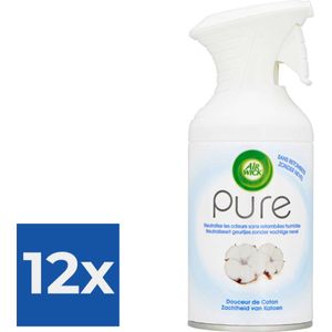Air Wick - Luchtverfrisser - Spray - Zachtheid van Katoen - 250ml - Voordeelverpakking 12 stuks