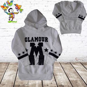 Sweater Glamour creme -s&C-122/128-Hoodie meisjes