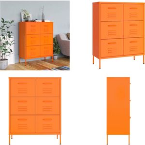 vidaXL Ladekast 80x35x101-5 cm staal oranje - Opbergkast - Opbergkasten - Opslagkast - Opslagkasten