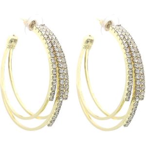 Oorbellen Dames - Oorringen - Steentjes - Goudkleurig - 4.5cm