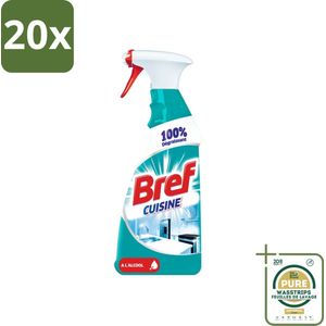20 x Bref Keuken - Reinigingsspray - Ontvetter - Met Alcohol - 750 ml - Grootverpakking - Keuken Reinigen - Ontvetter - Keuken Spray - Alkohol Entfetter - Keuken Reinigingsmiddel