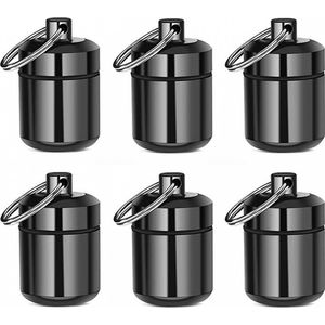 Pillendoosje - 6 stuks - Sleutelbos - Waterdicht - Pillendoosje voor Aan Sleutelhanger - Aluminium - voor medicatie/pillenkoker - Waterdichte pillenkoker