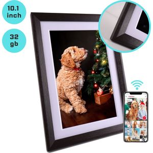 SeRox Digitale Fotolijst 10.1 inch - Donker Hout - HD - Frameo App - Fotokader - WiFi - 32GB - HD IPS Touchscreen - Kerst - Cadeau - DFL1032DW