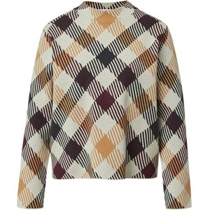 COMMA - Trui - Crème - Geruit - Lange Mouw