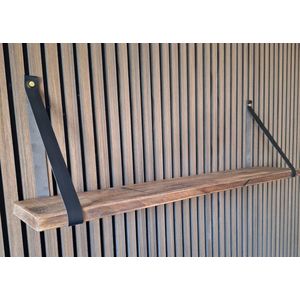 Hoexs - Mango Hout - 70 cm - Inclusief Plankdragers Zwart- Boekenplank - Boekenrek - Wandplank - Inclusief Bevestigingsmateriaal - Vintage