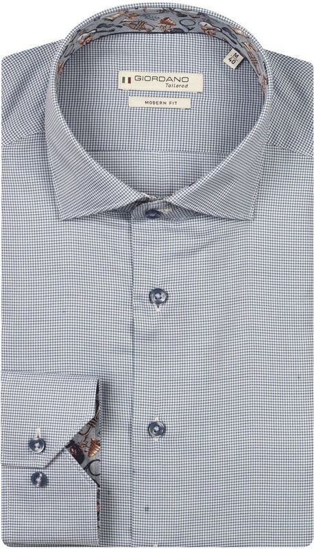 Giordano - Lange mouw overhemd - Heren - M - Blauw - Katoen - 527840