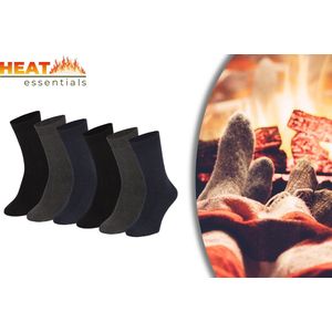 Heat Essentials - Thermo Sokken - Warme Sokken - Huissokken - Dikke Sokken - 6 Paar - Assorted - 39-42