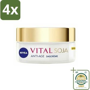 NIVEA - VITAL Soja Dagcrème - Beschermende Anti-Veroudering Crème - Voor rijpe huid - SPF 30 - Met Soja-extract - 50 ml - Voordeelverpakking - 4 stuks - Rimpelcrème - Soja-extract