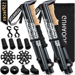 Telescopische carbon aluminium wandelstokken met kurken handvat verstelbaar 108-139cm - 5 paar rubberen buffers