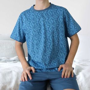MEQ - Heren Shortama - Blauw - Pyjama Set - Paisley Patroon