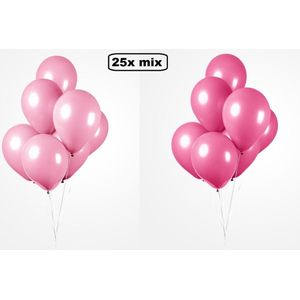25x Ballon mix roze/pink 30cm - Barbie set - Festival feest party verjaardag landen helium lucht thema
