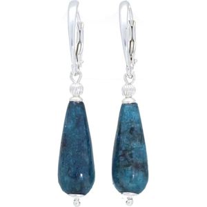 Bela Donaco Oorbellen Classic – blauw/cyaan Apatiet – Sterling Zilver