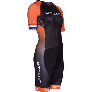 BTTLNS trisuit - triathlon pak - trisuit korte mouw dames - Typhon 2.0 - zwart-oranje - S