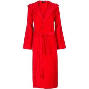 Unisex badjas rood- badstof katoen - capuchon - maat XS