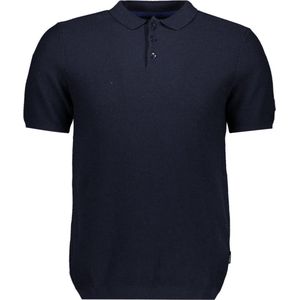 State of Art - Knitted Poloshirt Navy - Modern-fit - Heren Poloshirt Maat L