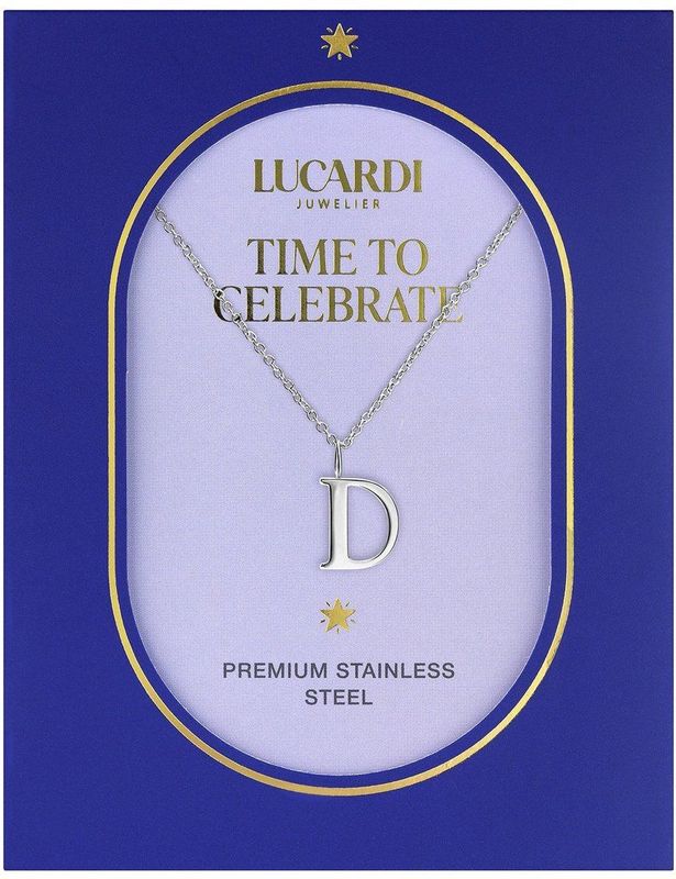 Lucardi - Dames Stalen Ketting - Zilverkleurig - 47 cm