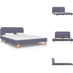 vidaXL Bed frame - Klassiek design - Hout en ijzer - 140x200 cm - Lichtgrijs - Bed