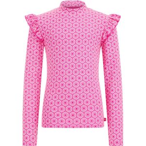 WE Fashion Longsleeve met All Over Print en Ruches Roze