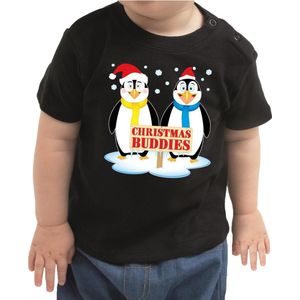 Kerst shirt / t-shirt zwart - Christmas buddies voor peuters / kinderen - jongen / meisje 86