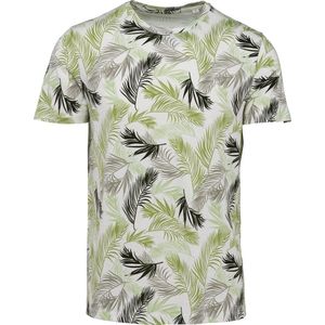 Native Spirit Ecologisch heren-T-shirt met tropische print NS350 - Ivory Palm Leaves - M