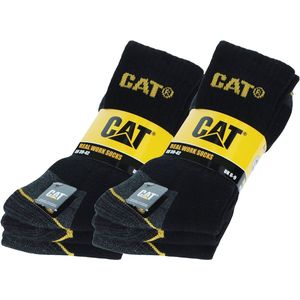 Caterpillar Real Work Socks 6 paar herensokken voor veiligheidsschoenen voor heren Versterkt op hiel en teen met versterkte inslag Uitstekende kwaliteit garen Katoenen badstof (Zwart, 35-38)