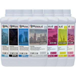 DTF Inkt set CMYK + Wit, LC, LM - 1 liter flessen - DTF overdracht - DTF printer - High density - Luneno