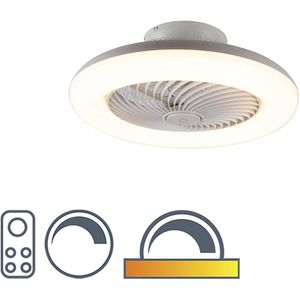 QAZQA clima - Dimbare LED Plafondventilator met Verlichting | Lamp en Afstandsbediening - 1 lichts - Ø 55.5 cm - Wit - Woonkamer | Slaapkamer | Keuken