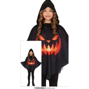 FIESTAS GUIRCA Pompoen Poncho Kostuum - Zwart - 100% Polyester - Inclusief Capuchon