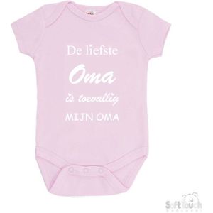 100% katoenen Romper ""De liefste oma is toevallig mijn oma"" Unisex Katoen Roze/wit Maat 56/62