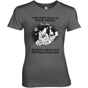 Rick And Morty Distressed Beacons Girly Tee Damen T-Shirt Dark-Grey-S