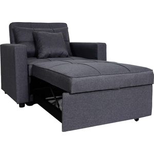 MCW-L90 fauteuil slaapbank, inklapbare fauteuil slaapbank logeerbed, ligvlak 197x103cm stof/textiel ~ donkergrijs