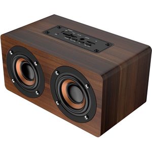 Stijlvolle Draadloze Retro Houten Bluetooth Speaker met FM Radio en Klok