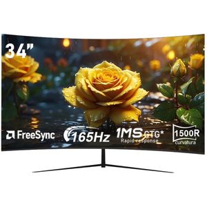 Gaming Monitor 34” Ultrawide Curved – 165Hz – QHD 3440x1440 – 1ms – FreeSync – VESA – HDMI/DP