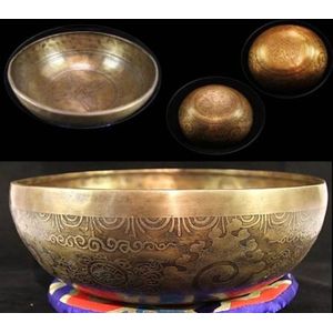 Klankschaal Tibet gegraveerd - 33 - 3100-3400 - Metaal - Brons - M