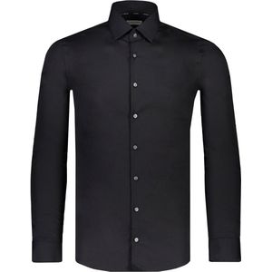 Calvin Klein slim fit overhemd - popeline - zwart - Strijkvriendelijk - Boordmaat: 40