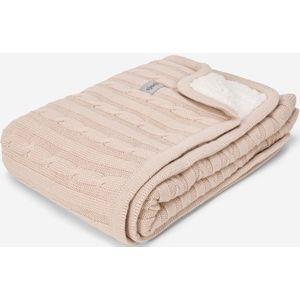 Sjoeli - Baby Deken Wieg - Teddy Knit - 75x100 - Taupe - 100% Katoen