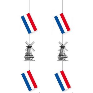 Set van 2x stuks Nederland thema hang slingers met molen - Holland feestartikelen/versiering