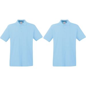 2-Pack maat S lichtblauw polo shirt premium van katoen voor heren - Polo t-shirts voor heren