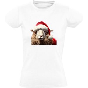 Schaap met een kerstmuts Dames T-shirt - kerst - dieren - christmas - kerstmis - feestdagen - grappig
