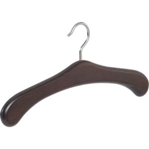 De Kledinghanger Gigant - Garderobehanger - Jassenhanger - 506-58 - 10 Stuks - Bruin - Wenge Gebeitst - Beukenhout - Chromehaak - 45 cm - Kledinghanger - Kleerhanger (506_58_05M/10)
