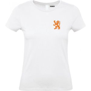 Dames t-shirt Holland Leeuw Klein Oranje | EK 2024 Holland |Oranje Shirt| Koningsdag kleding | Wit Dames | maat XXXL