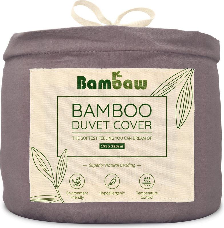 Bambaw - Dekbedovertrek - Donkergrijs - 155x220 cm - 100% Bamboe - Hypoallergeen